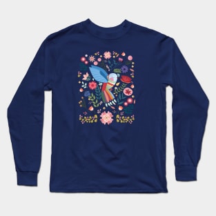 Folk Art Hummingbird Long Sleeve T-Shirt